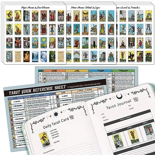 Joyppy Tarot Stickers for Journaling - 336 PCS Mini Tarot Card Stickers for Beginners - 1.25" x 0.78" - Tarot Journal Stickers Based on Rider Waite Tarot Deck, Tarot Cheat Sheet Included