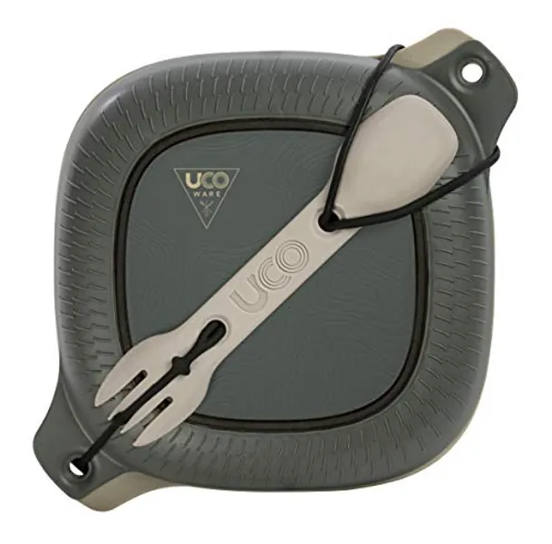 UCO 4-Piece Camping Mess Kit with Bowl, Plate and 3-in-1 Spork Utensil Set