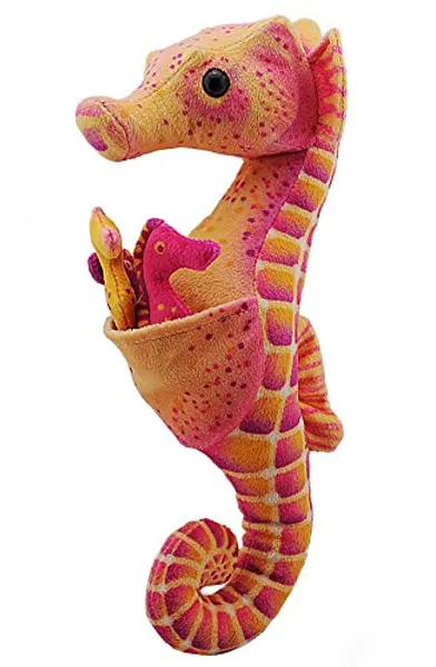 Wild Republic Seahorse Plush, Stuffed Animal, Plush Toy, Gifts for Kids, w/ babies 11.5 inches, Multicolor, 12"