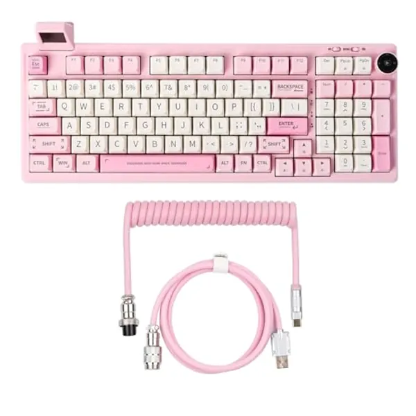 EPOMAKER RT100 97 Keys Gasket BT5.0/2.4G/USB-C Mechanical Keyboard with Customizable Display Screen + Puff Keyboard Cable