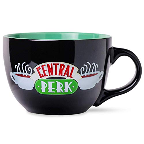 Silver Buffalo FRIENDS Central Perk Black Ceramic Mug Oversized for Coffee, Soup, 24 Ounces - 24oz Friends Central Perk