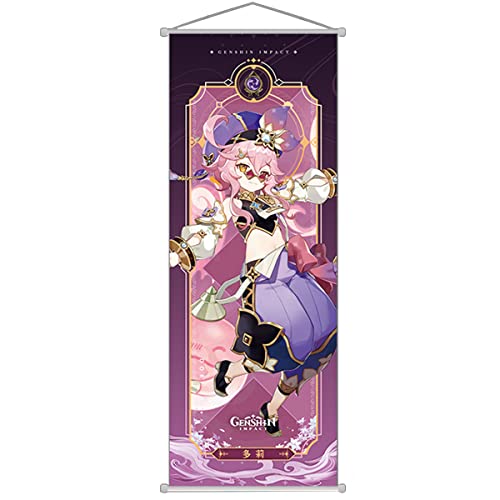 Genshin Impact Poster HD Printing (27 inch x 10 inch), Door Wall Mount Genshin Character Posters with Rods for Indoor Decor (Yaoyao) - Dori