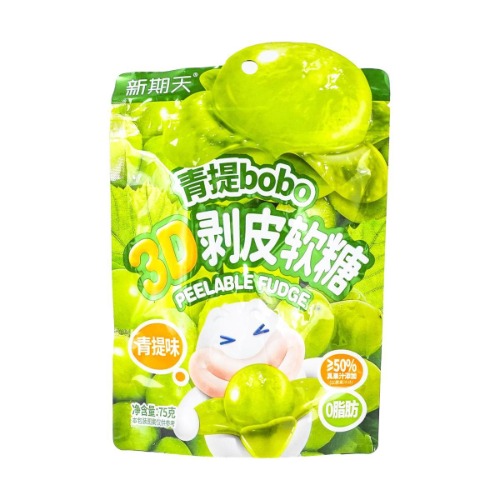 White Peach Flavor Bobo 3d Peeling Soft Candy 2.64 oz - Green Grape Flavor / 1 Pack