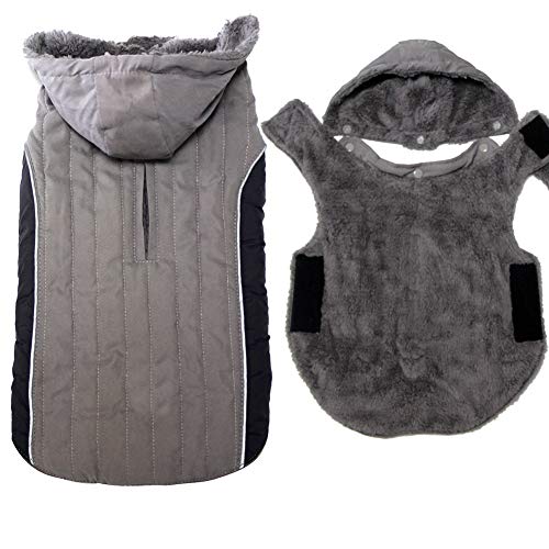 JoyDaog Fleece Dog Hoodie for Small Dogs Super Warm Puppy Jacket for Cold Winter Dog Coats,Grey S - Small (Pack of 1) - Grey