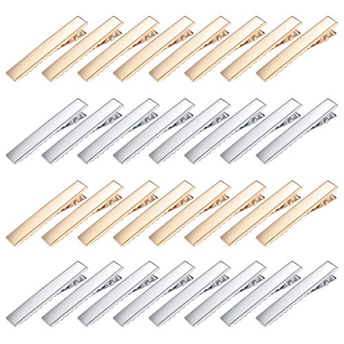 160 Stück Metall Haarspangen, Krokodil Alligator Haarklammern, 45 mm Haarlocken Trennungs Clips, Friseur Clips Haarspangen, Haar Einzel Zähne Clips Klammern für Frauen Mädchen Schleifen -Silber/Gold