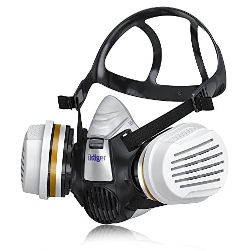 Dräger X-plore 3300 Maler Halbmasken-Set inkl. A2 P3 Kombi-Filter gegen Gase, Dämpfe, Fein-Staub und Partikel, Größen S/M/L - Größe M