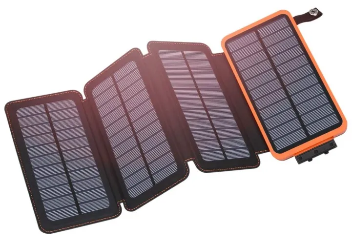 Outdoor USB C Portable Power Bank with 4 Solar Panels,