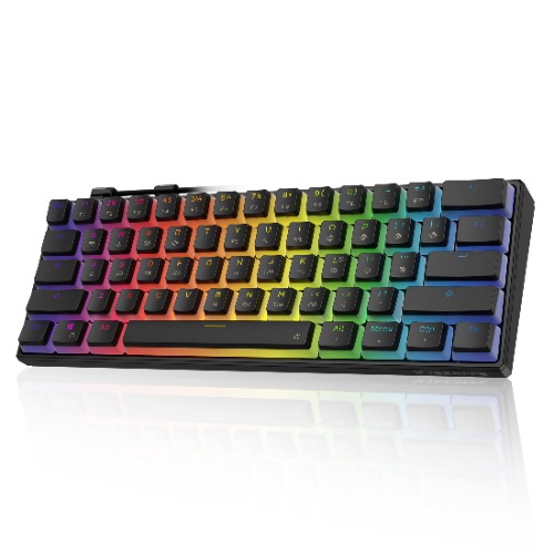 Tezarre TK61 60% Hotswap Mechanical Gaming Keyboard with PBT Pudding Keycaps,RGB Backlit Wired USB Optical Switches Keyboards Full Keys Programmable for Windows MAC PC Gamers (Gateron Optical Red) - Gateron Optical Red Black