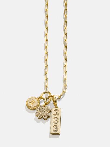 Custom Cluster Charm Pendant | Gold / Paperclip Chain / 18"