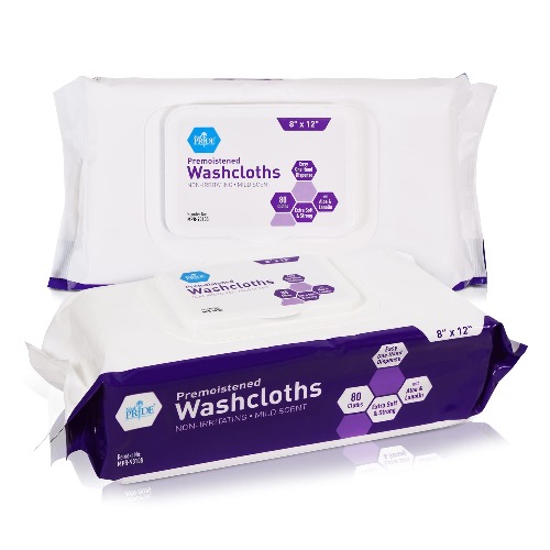 Medpride Disposable Premoistened Washcloths - Adult Cloth Wipes for Sensitive Skin- 8” x 12” Extra Soft Incontinence Wipes - 80 Count (Pack of 1)
