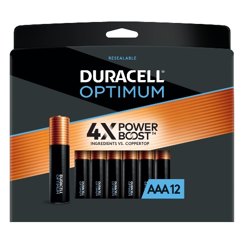 Duracell Optimum AAA Batteries with Power Boost Ingredients, 12 Count Pack Double A Battery with Long-lasting Power, All-Purpose Alkaline AAA Battery for Household and Office Devices - 12 Count