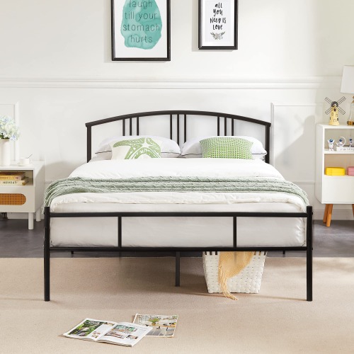 VECELO 14 inch Full Size Bed Frame Metal Platform Mattress Foundation with headboard Footboard Steel Slat Support/No Box Spring Needed/Easy Assembly - Full Black