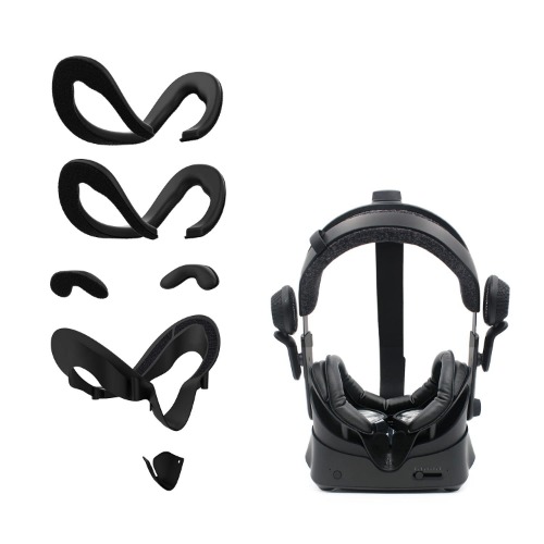 AMVR Facial Interface Bracket & PU Leather Foam Face Cover Pad Replacement & Anti-Leakage Nose Pad & Protective Lens Cover Comfort Set for Valve Index Headset