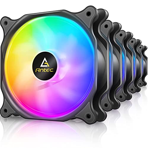 Antec 120mm Case Fan, RGB Case Fans, 5 Packs RGB Fans, PC Fan, 4-PIN RGB, F12 Series 5 Packs - 120mm - RGB 5 pcs - 5