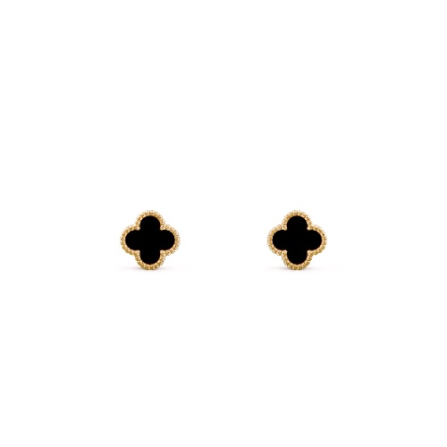 Puces d'oreilles Sweet Alhambra Or jaune 750/1000, Onyx - Van Cleef & Arpels