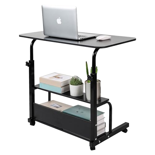 Small Desk for Laptop Small Space Portable Desk Living Room Sofa Bedroom Bedside with Storage Home Office Desk Adjustable Height Desk Removable Home Office Desk Furniture Size 32 * 16 Inches Black D - Black