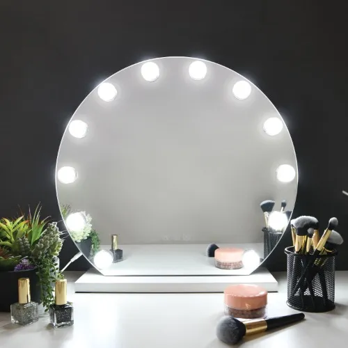 Lila Round Light Up LED Mirror