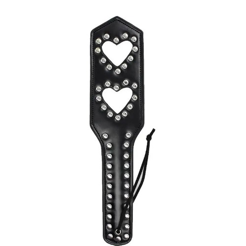Perfectly Pink Vegan Leather Paddle with Kawaii Princess Design - 2 Heart Black
