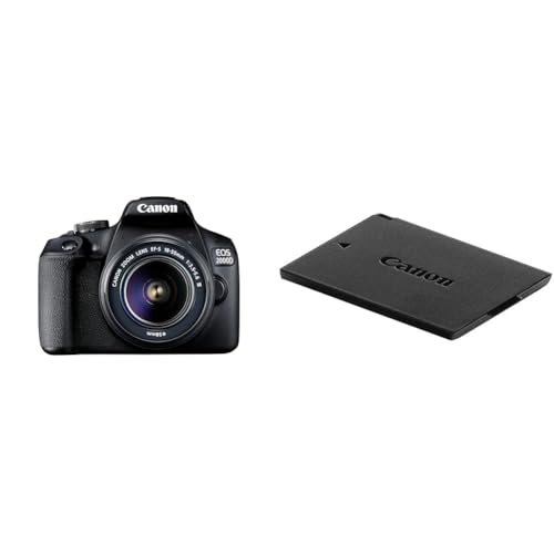 Canon EOS 2000D Spiegelreflexkamera - mit Objektiv EF-S 18-55 F3.5-5.6 III (24,1 MP, DIGIC 4+, 7,5 cm (3.0 Zoll) LCD, Display, Full-HD, WiFi, APS-C CMOS-Sensor), schwarz & Akku LP-E10 EOS-Zubehör - kamera + Zubehör
