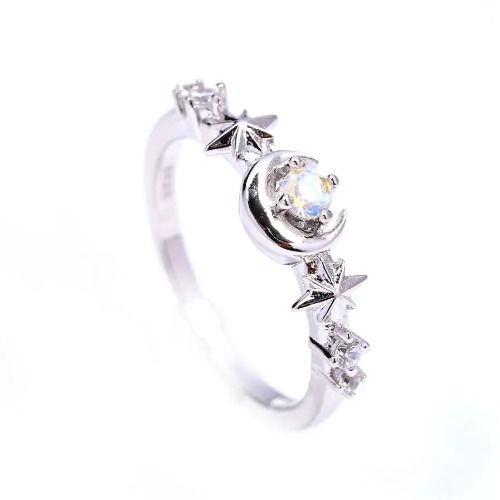 Moonlight Twinkle Dainty Ring - 8 / Silver