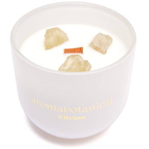 Premium Citrine Crystal Candle 310g/11oz | Infused with Australian Made Fragrance & Pure Essential Oils | Aromatherapy Scented Candle with Wooden Wick in Glass Jar | For Meditation, Energy, Creativity & Confidence | Gifts for Mother's Day & Many Occasions