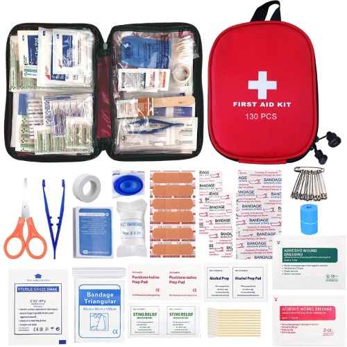 AUSELECT First Aid Kit 130pcs, Emergency Survival Kit, Travel First Aid Pouch for Family, Hiking, Backpacking, Camping, Car & Cycling with Waterproof Bags, ARTG Registered