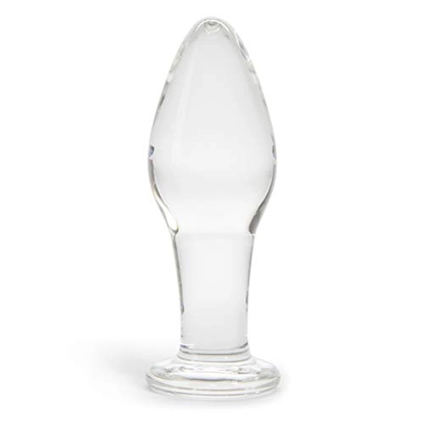 Lovehoney Pure Pleasure Butt Plug - 4 Inch Glass Anal Plug - Tapered Tip with Flared Base - Waterproof - Clear