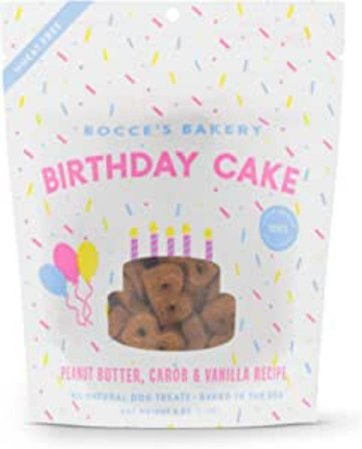 Bocce's Bakery Birthday Cake Treats for Dogs - Special Edition Wheat-Free Dog Treats, Made with Real Ingredients, Baked in The USA, All-Natural Peanut Butter Vanilla Biscuits, 5 oz - Birthday Cake