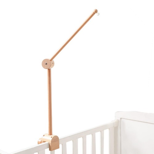 Ikubigu Baby Crib Mobile Arm - Wooden Baby Mobile Crib Holder Height Adjustable for Hanging Baby Crib Attachment for Nursery Decor - Curved mobile holder