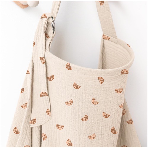 MairMore Muslin Nursing Covers for Breastfeeding, Privacy Breast Feeding Cover with Arch Neckline, 100% Cotton Nursing Apron - Ivory rainbow