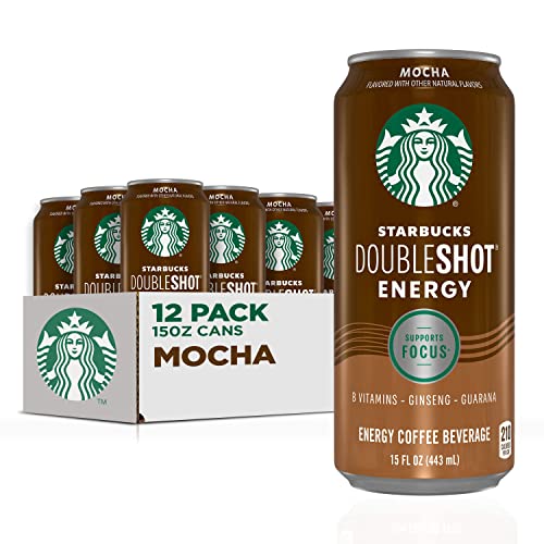 Starbucks Doubleshot Energy Espresso Coffee, Mocha, 15 oz Cans (12 Pack) (Packaging May Vary) - Mocha - 15 Fl Oz Cans (Pack of 12)