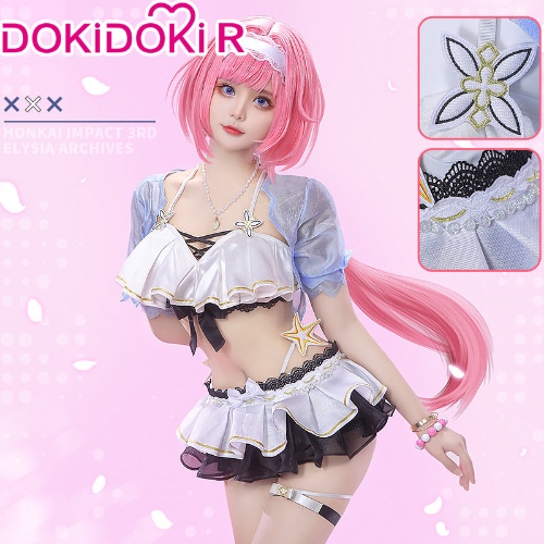 【In Stock】DokiDoki-R Honkai Impact 3rd Cosplay Elysia Swimsuit Summer Costume | S