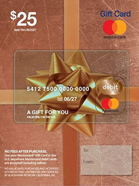 $25 Mastercard Gift Card (plus $3.95 Purchase Fee)