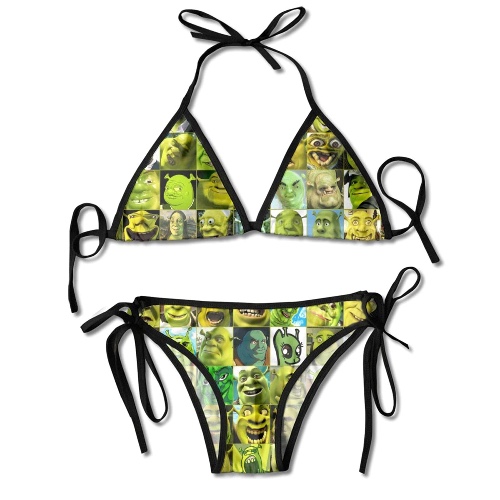 Shrek Swimsuit Cute Anime Bra and Panty Women's Set Bikini