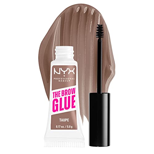 NYX PROFESSIONAL MAKEUP The Brow Glue, Extreme Hold Tinted Eyebrow Gel - Taupe - 02 Taupe - 0.17 Ounce (Pack of 1)
