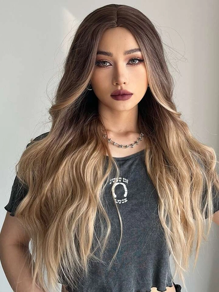 Layered Long wavy Wig Synthetic Wig Beginners Friendly Heat Resistant Fashionable For Daily Use Party