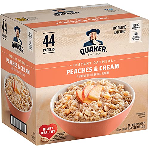 Quaker Instant Oatmeal, Peaches & Cream, 1.05oz, 44 Counts 