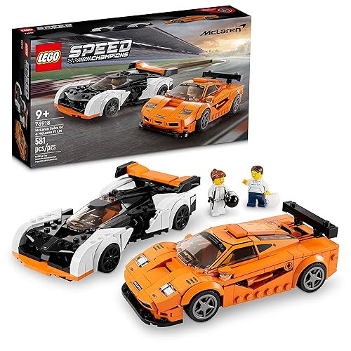 LEGO Speed Champions McLaren Solus GT & McLaren F1 LM 76918, Featuring 2 Iconic Race Car Toys, Hypercar Model Building Kit, Collectible 2023 Set, Great Kid-Friendly Gift for Boys and Girls Ages 9+ - Black