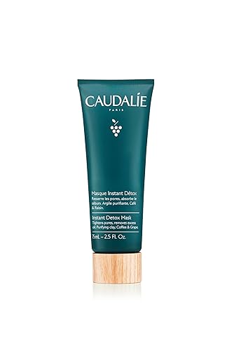Caudalie Instant Detox Mask 75ml - Cleanse and visibly tighten pores in 10 minutes, with Pink Clay and Caffeine for more Luminous, Clearer-Looking Skin, Fragrance-free and Vegan - Unscented - 75 ml (Pack of 1)