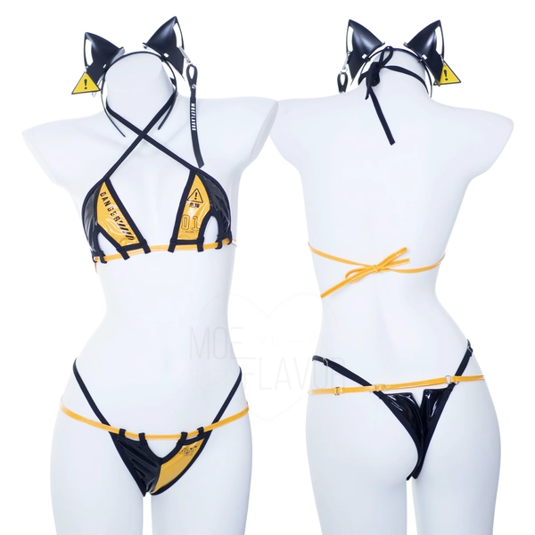 Danger Cyber Cat Bikini - Yellow / 2XL/3XL