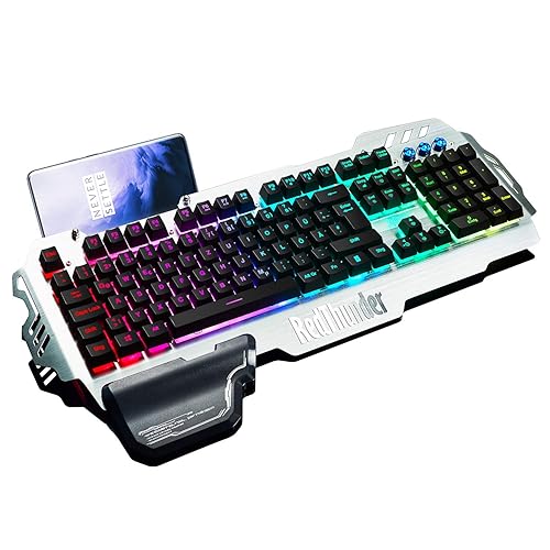 RedThunder K900 Halbmechanisch Gaming Tastatur [Version 2024], QWERTZ DEUTSCH Layout, RGB Beleuchtete Tastatur, Ganzmetallpaneel, 26 Tasten Anti-Ghosting, Tastatur Für PC/Laptop/Xbox One Gamer