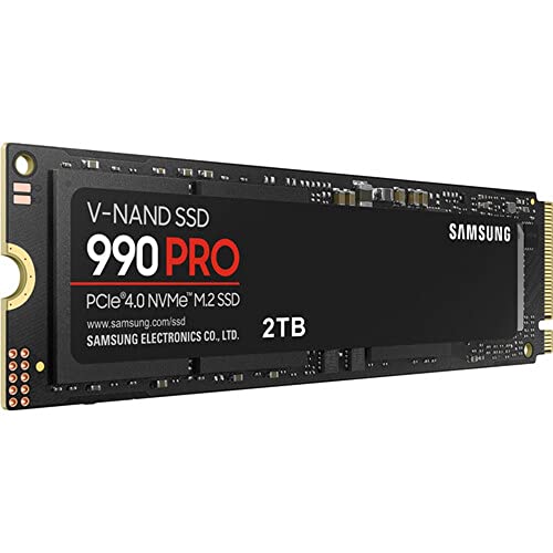 Samsung 990 PRO 2TB, 3-bit MLC V-NAND, M.2 (2280), NVMe 2.0, R/W(Max) 7,450MB/s/6,900MB/s, 1,400K/1,550K IOPS, 1200TBW, 5 Years Warranty