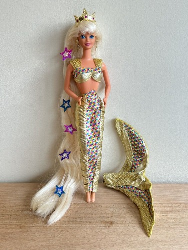 (WANT SO BAD) Jewel Hair Mermaid Barbie - with Tail, Crown and some Sparkly Stars