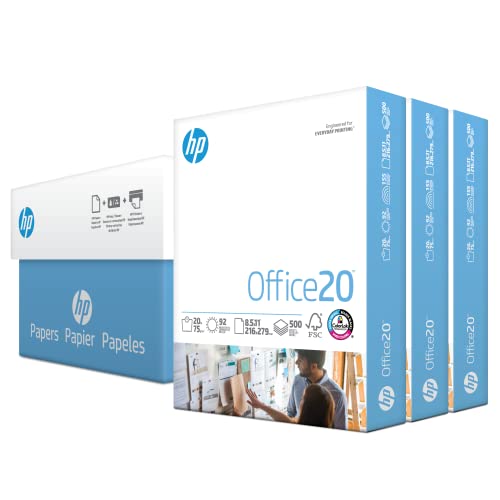 HP Printer Paper 8.5x11 Office 20 lb 3 Ream Case 1500 Sheets 92 Bright Made in USA FSC Certified Copy Paper HP Compatible 112090C - Letter (8.5 x 11) - 3 Ream | 1500 Sheets