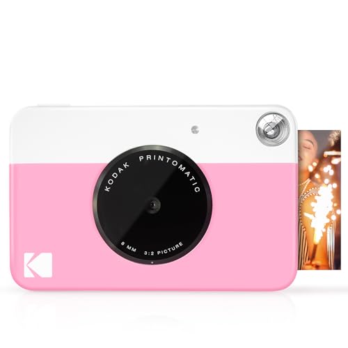 KODAK Printomatic Digital Instant Print Camera - Full Color Prints On ZINK 2x3" Sticky-Backed Photo Paper (Pink) Print Memories Instantly - Pink - Camera