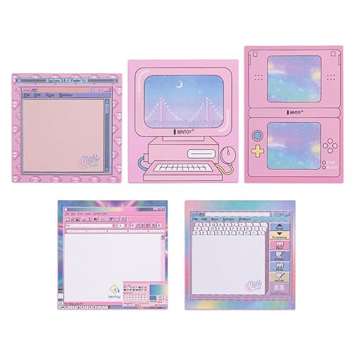 KOOBOOK Kawaii Planner Notebook Cute Memo Pads with Computer Game Shape Design Kawaii Office Supplies,5 Styles,50 Sheets/Pad