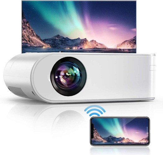 YABER Proiettore WiFi, 7000 Lumens Mini Videoproiettore Portatile 1080P Full HD [Schermo proiezione incluso] Mini Proiettore Wireless Home cinema Portatile per iOS/Android/Laptop/TV Box/PS4