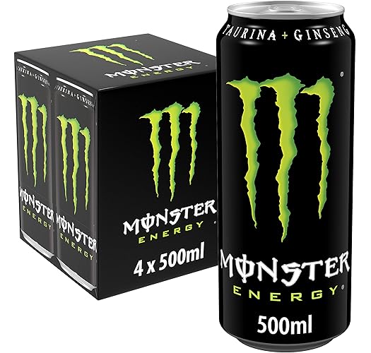 MONSTER ENERGY Original - Bebida energética - Pack de 4 latas 500 ml - 500 ml (Paquete de 4)
