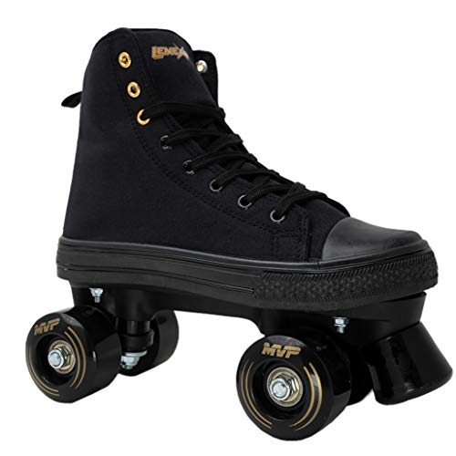 Lenexa MVP 2.0 Roller Skates for Kids and Adults | Roller Skate Shoes for Men and Women | Outdoor High-Top Sneaker Roller Shoes | Full Lace Up Ankle Support | Various Sizes and Colors - Black - Ladies 9 / Mens 8