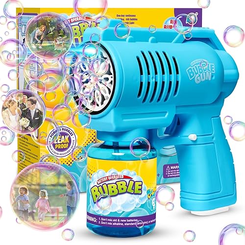 Panamalar Pistola a Bolle per Bambini, Macchina Automatica per Bolle di Sapone 10000+ Bolle/Min, Soffiatore di Bolle Silenzioso con Luci, 130ml Soluzione Bolle, Feste Estive all'aperto Regalo Nozze - Pistola a Bolle New - Bgd-lblue